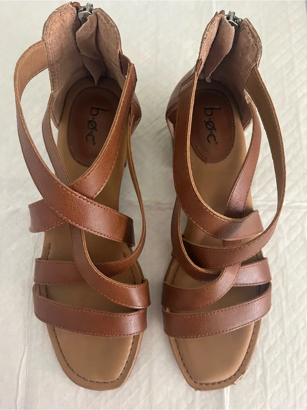 b.o.c. Tan Multi-Strap Gladiator Sandals